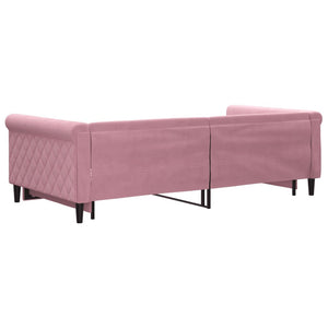 Divano Letto con Letto Estraibile Rosa 100x200 cm in Velluto 3197781