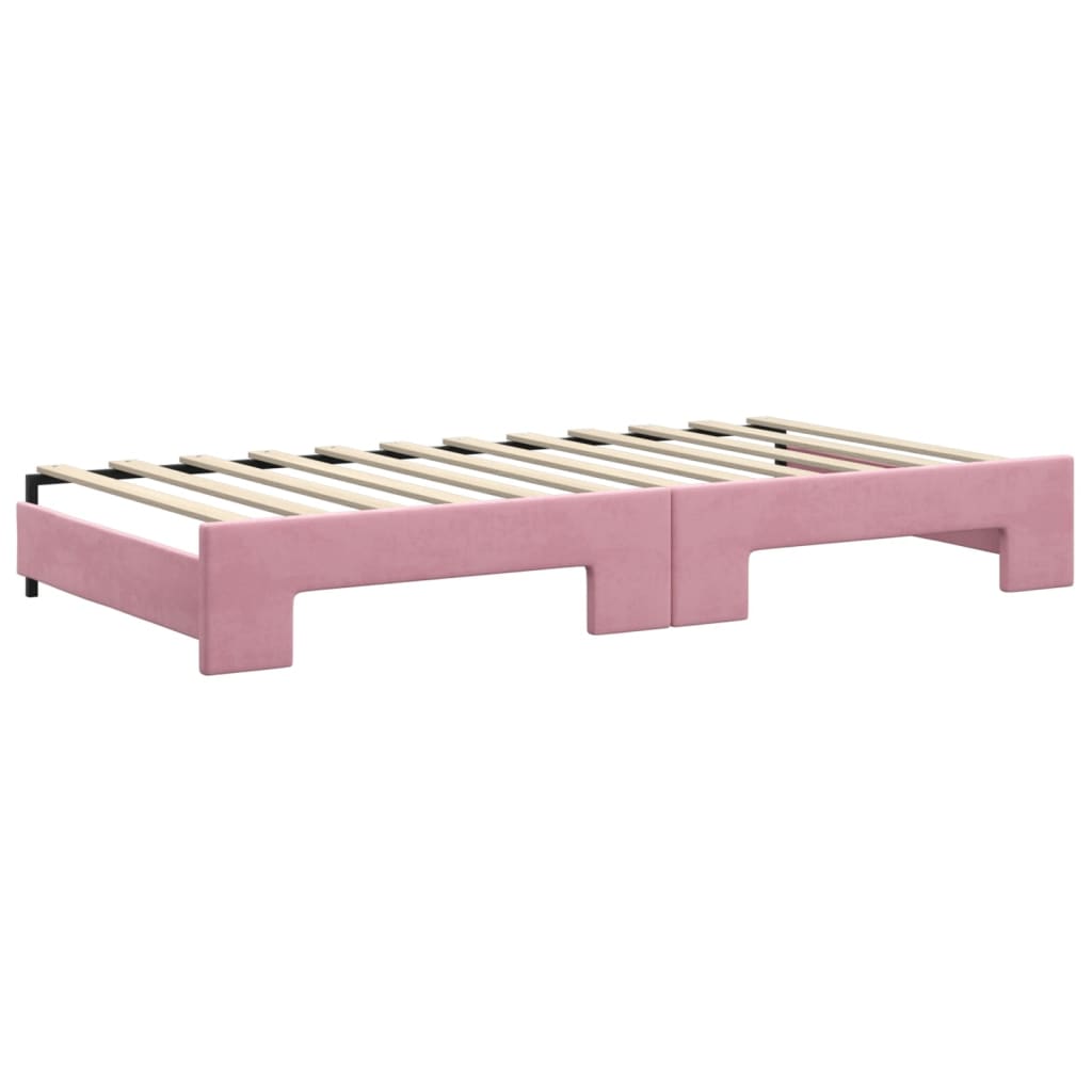 Divano Letto con Letto Estraibile Rosa 100x200 cm in Velluto