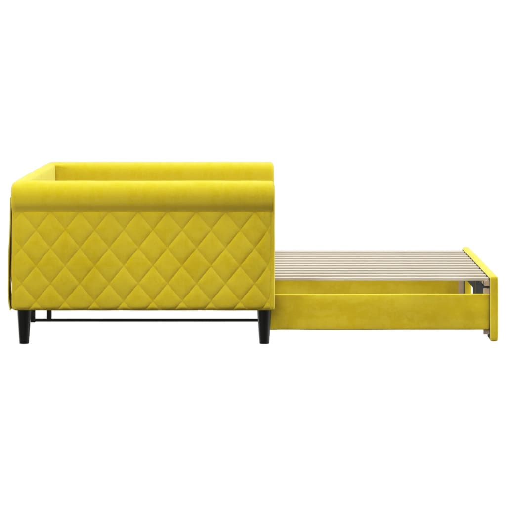 Divano Letto con Letto Estraibile Giallo 100x200 cm in Velluto 3197783
