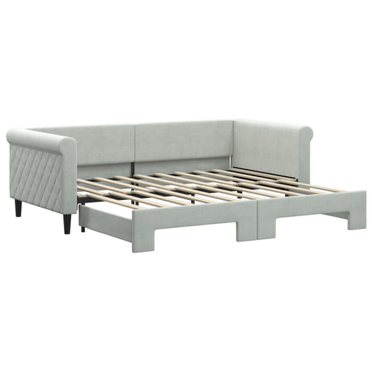 Divano Letto con Letto Estraibile-Sofa Letto-Daybed Grigio Chiaro 90x190 Velluto 756947
