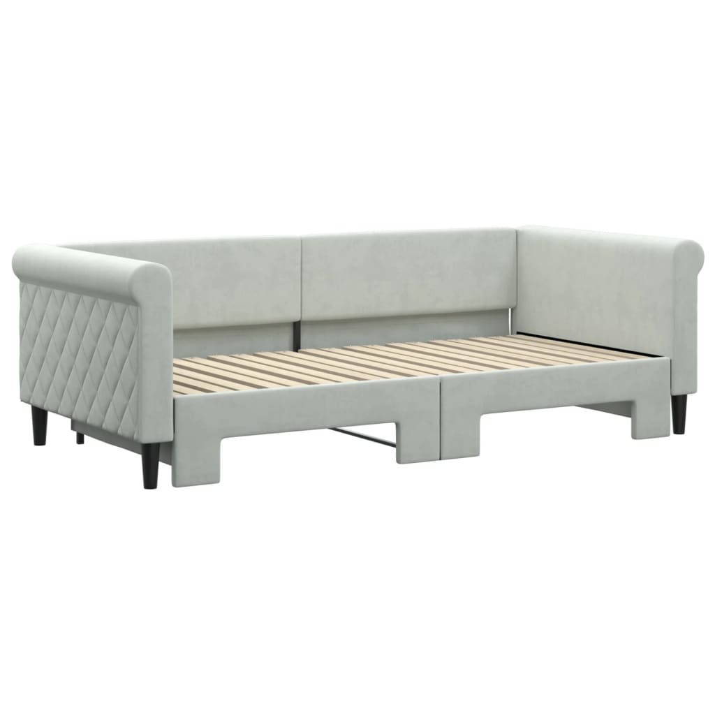 Divano Letto con Letto Estraibile Grigio Chiaro 90x190 Velluto 3197784