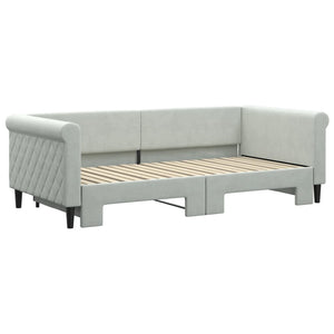 Divano Letto con Letto Estraibile-Sofa Letto-Daybed Grigio Chiaro 90x190 Velluto 756947