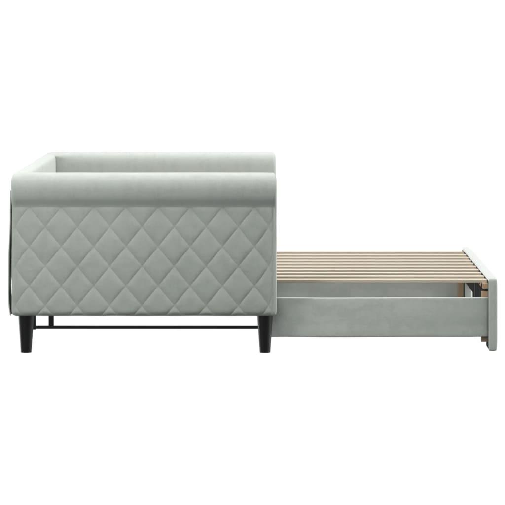 Divano Letto con Letto Estraibile Grigio Chiaro 90x190 Velluto 3197784