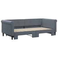 Divano Letto con Letto Estraibile Grigio Scuro 90x190cm Velluto