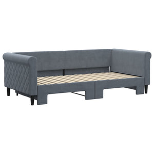 Divano Letto con Letto Estraibile Grigio Scuro 90x190cm Velluto