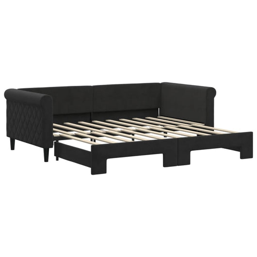 Divano Letto con Letto Estraibile Nero 90x190 cm in Velluto 3197786