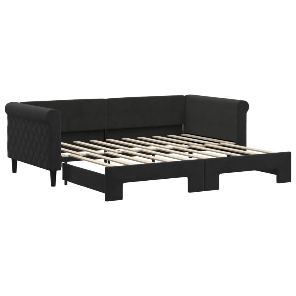 Divano Letto con Letto Estraibile Nero 90x190 cm in Vellutocod mxl 130604