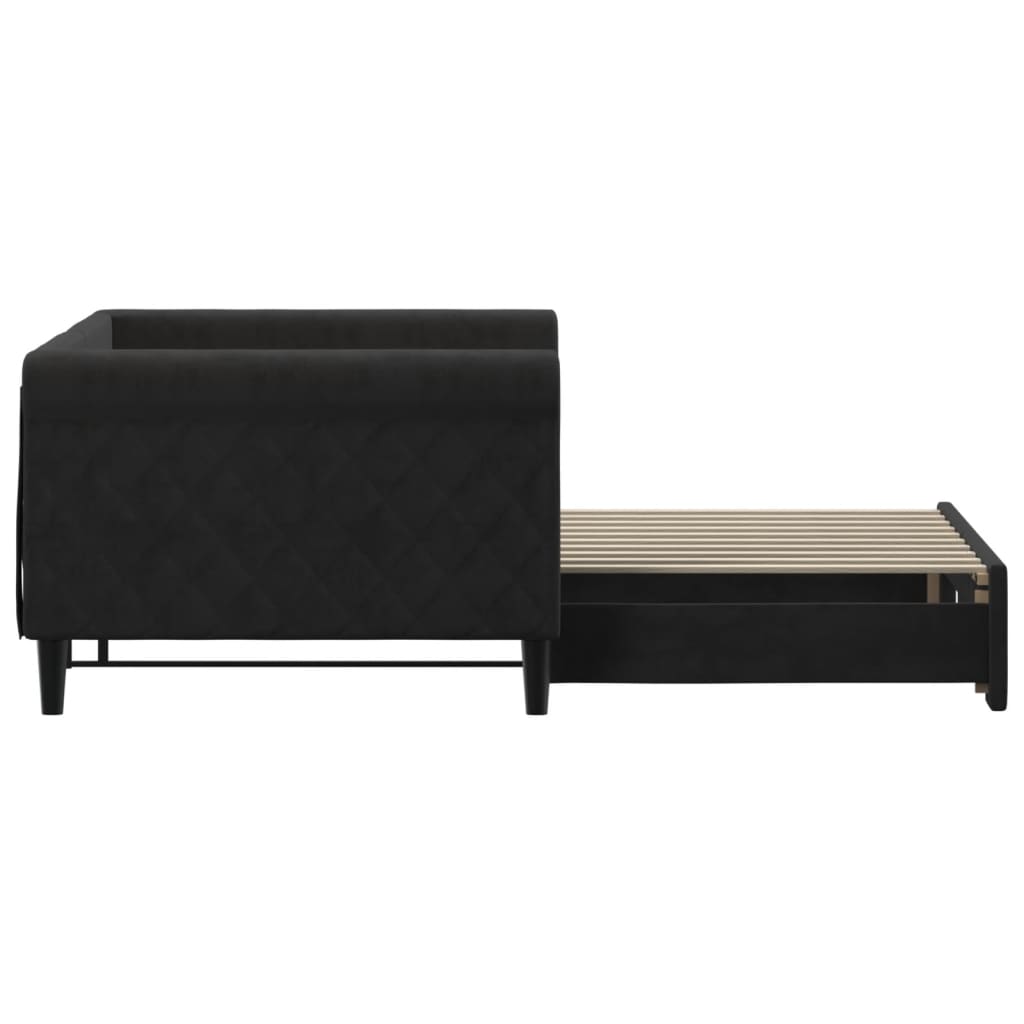 Divano Letto con Letto Estraibile Nero 90x190 cm in Velluto 3197786