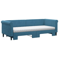 Divano Letto Estraibile con Materassi Blu 80x200 cm Velluto