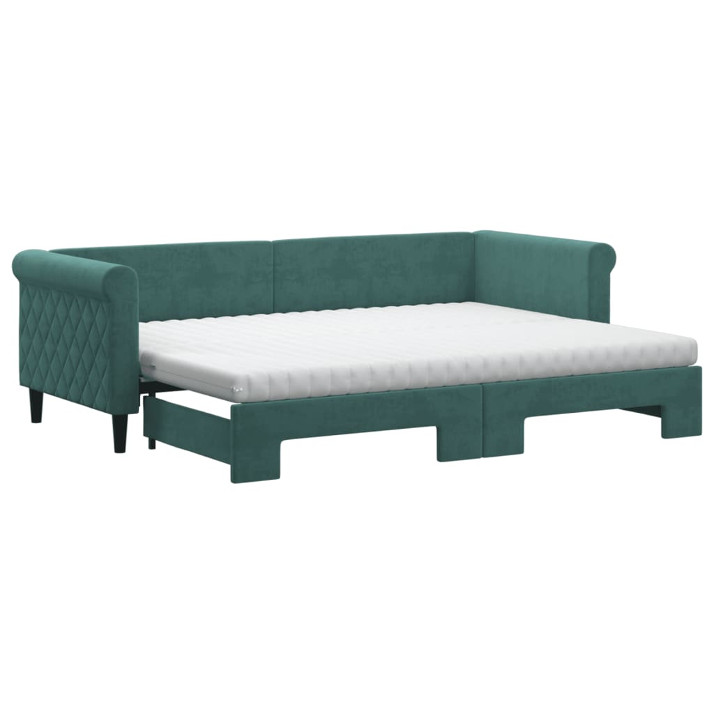 Divano Letto Estraibile Materassi Verde Scuro 80x200 Velluto 3197790