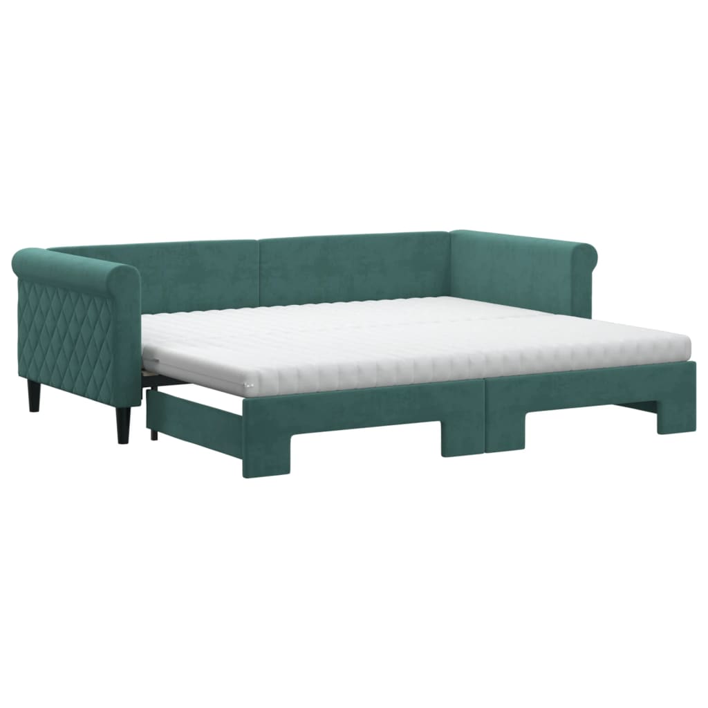 Divano Letto Estraibile Materassi Verde Scuro 90x200 Velluto 3197797