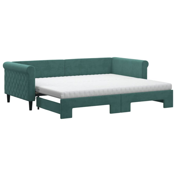Divano Letto Estraibile Materassi Verde Scuro 90x200 Velluto 3197797