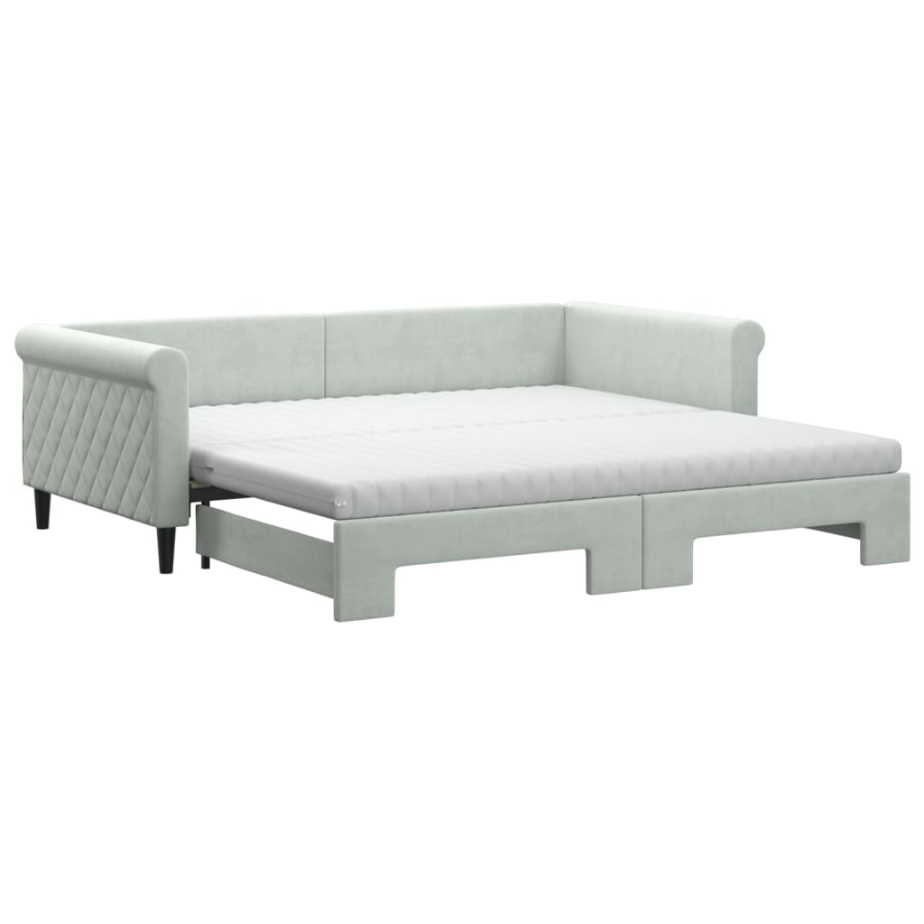 Divano Letto Estraibile Materassi Grigio Chiaro 100x200 Velluto