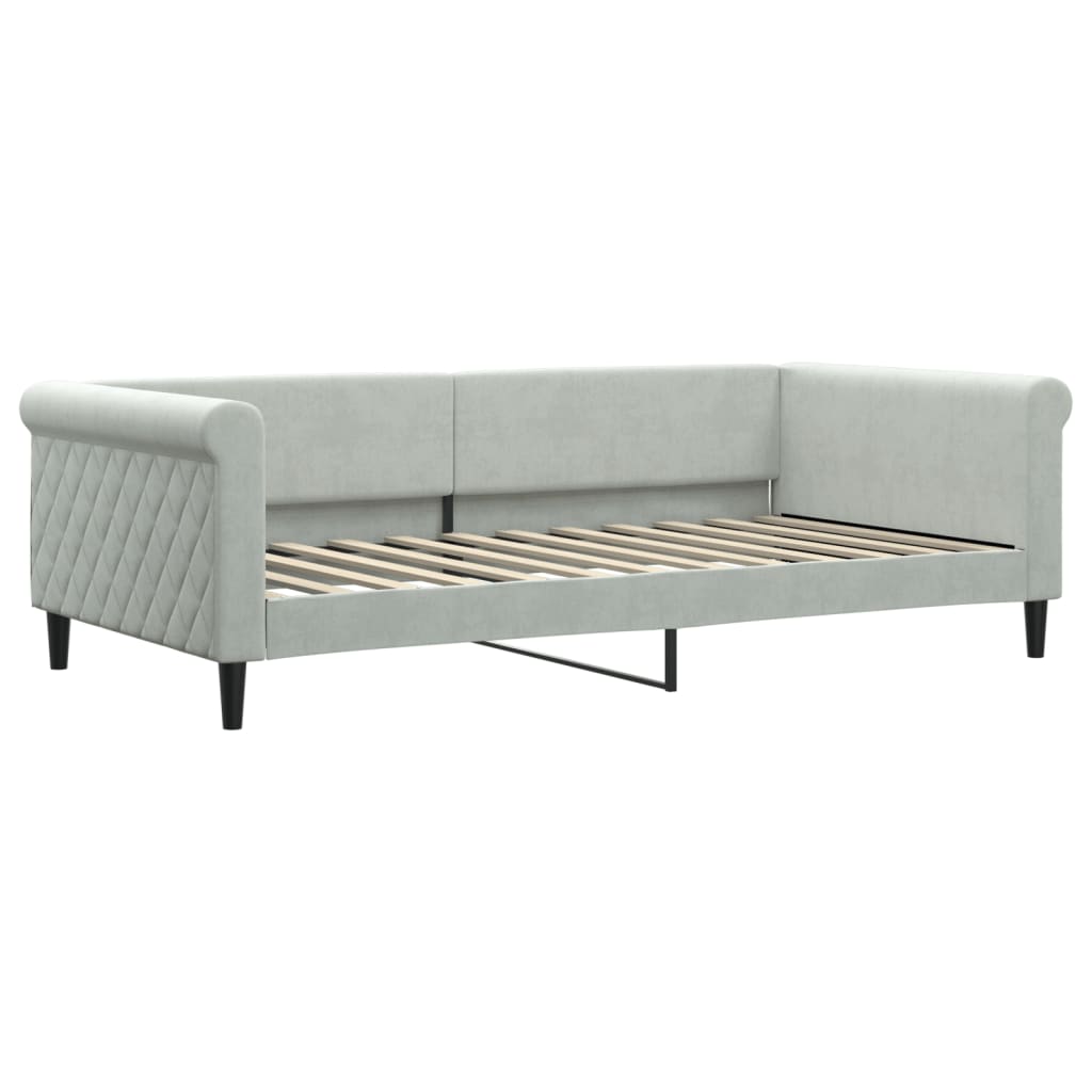 Divano Letto Estraibile Materassi Grigio Chiaro 100x200 Velluto