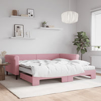 Divano Letto Estraibile con Materassi Rosa 100x200 cm Velluto