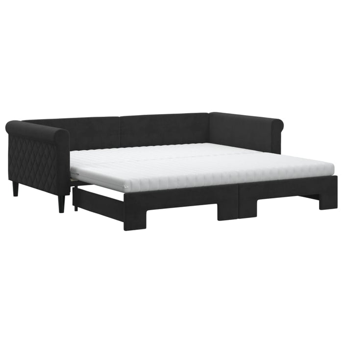 Divano Letto Estraibile con Materassi Nero 100x200 cm Vellutocod mxl 82697