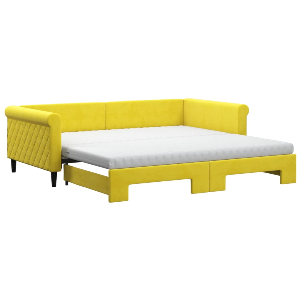 vidaXL Divano Letto Estraibile con Materassi Giallo 100x200 cm Velluto