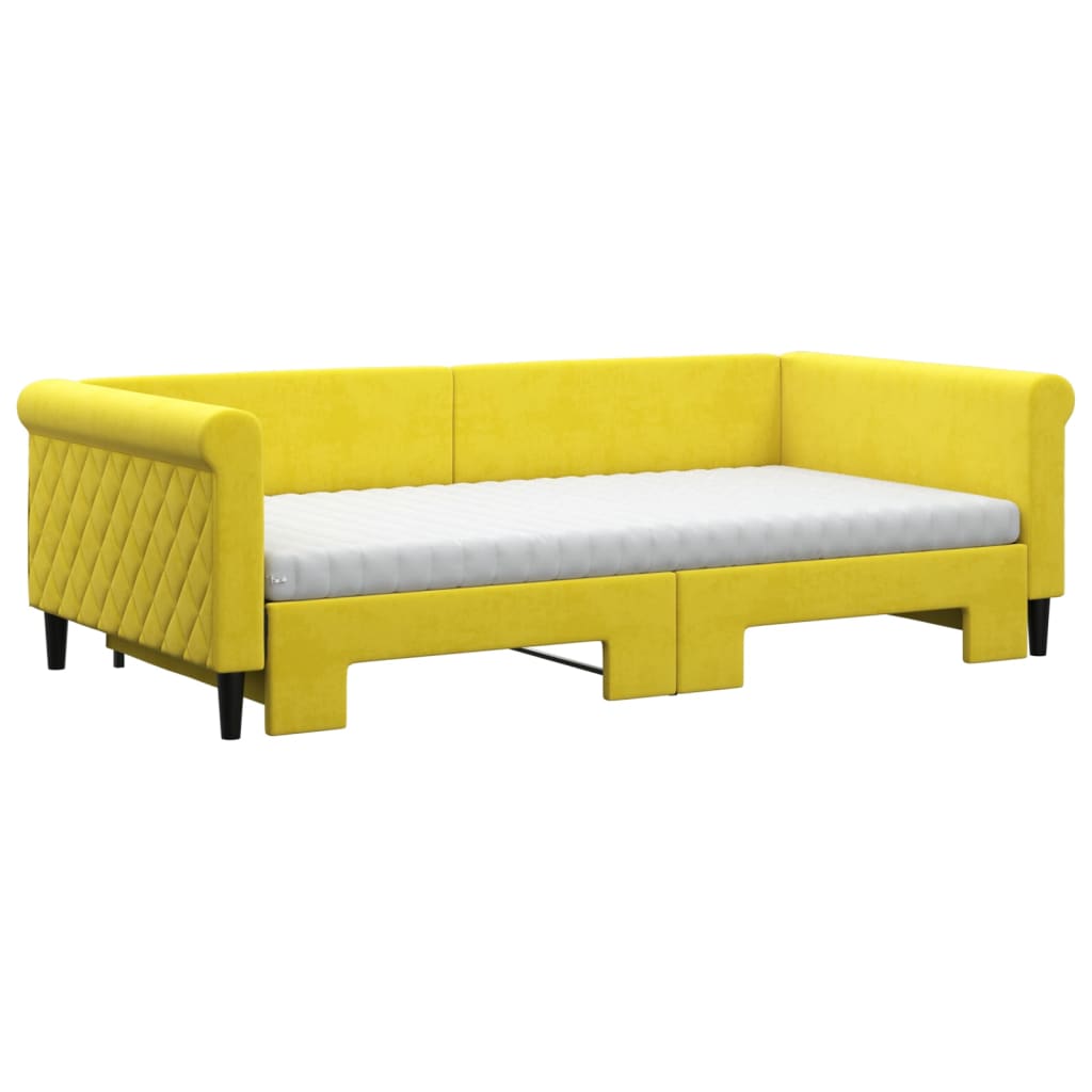 Divano Letto Estraibile con Materassi Giallo 100x200 cm Velluto 3197807