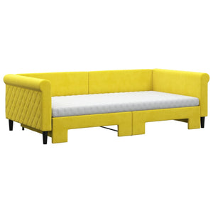 vidaXL Divano Letto Estraibile con Materassi Giallo 100x200 cm Velluto
