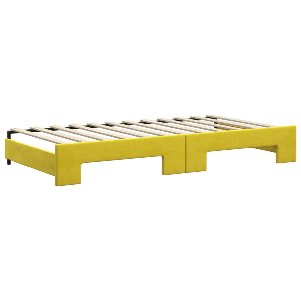 Divano Letto Estraibile con Materassi Giallo 100x200 cm Velluto 3197807
