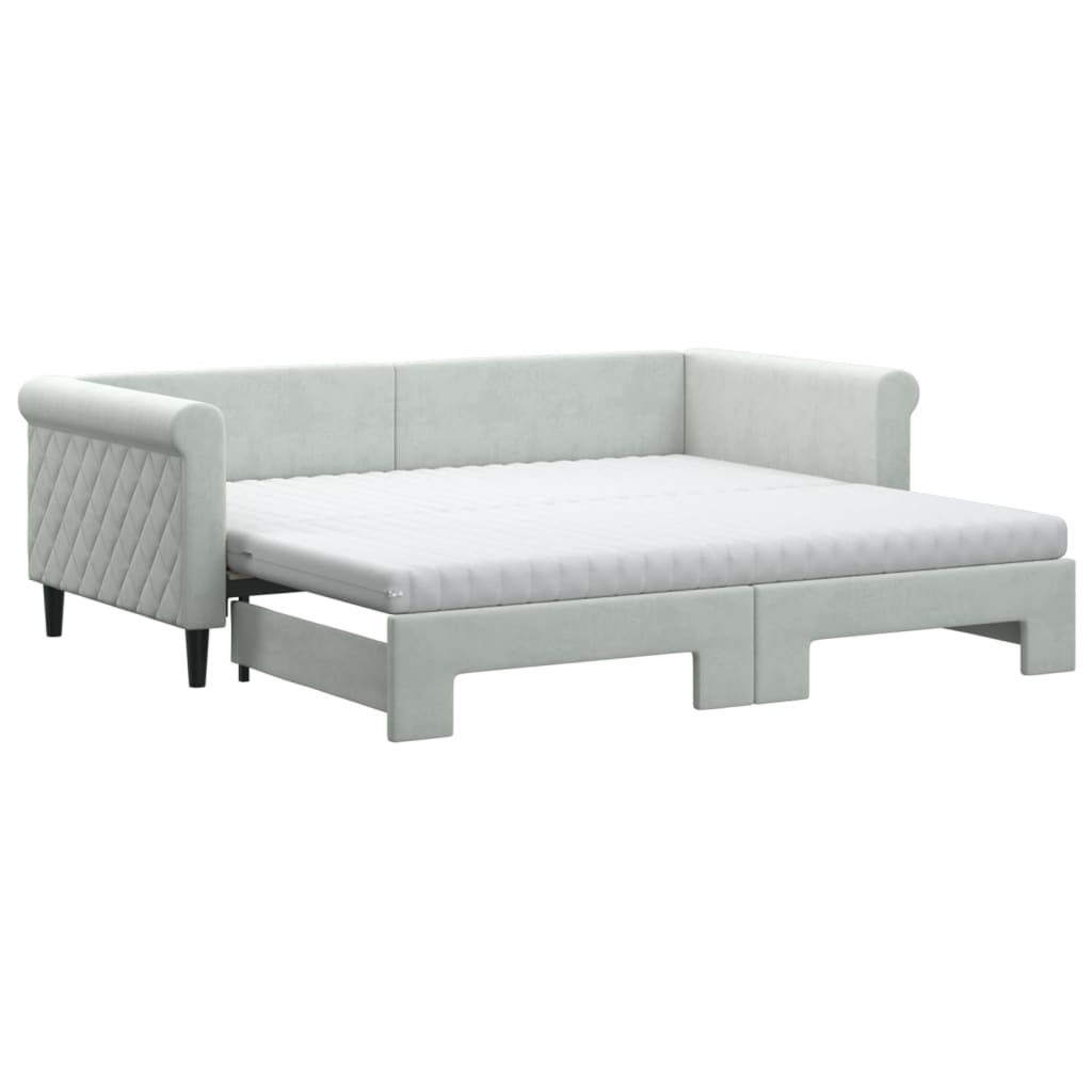 Divano Letto Estraibile Materassi Grigio Chiaro 90x190 Velluto