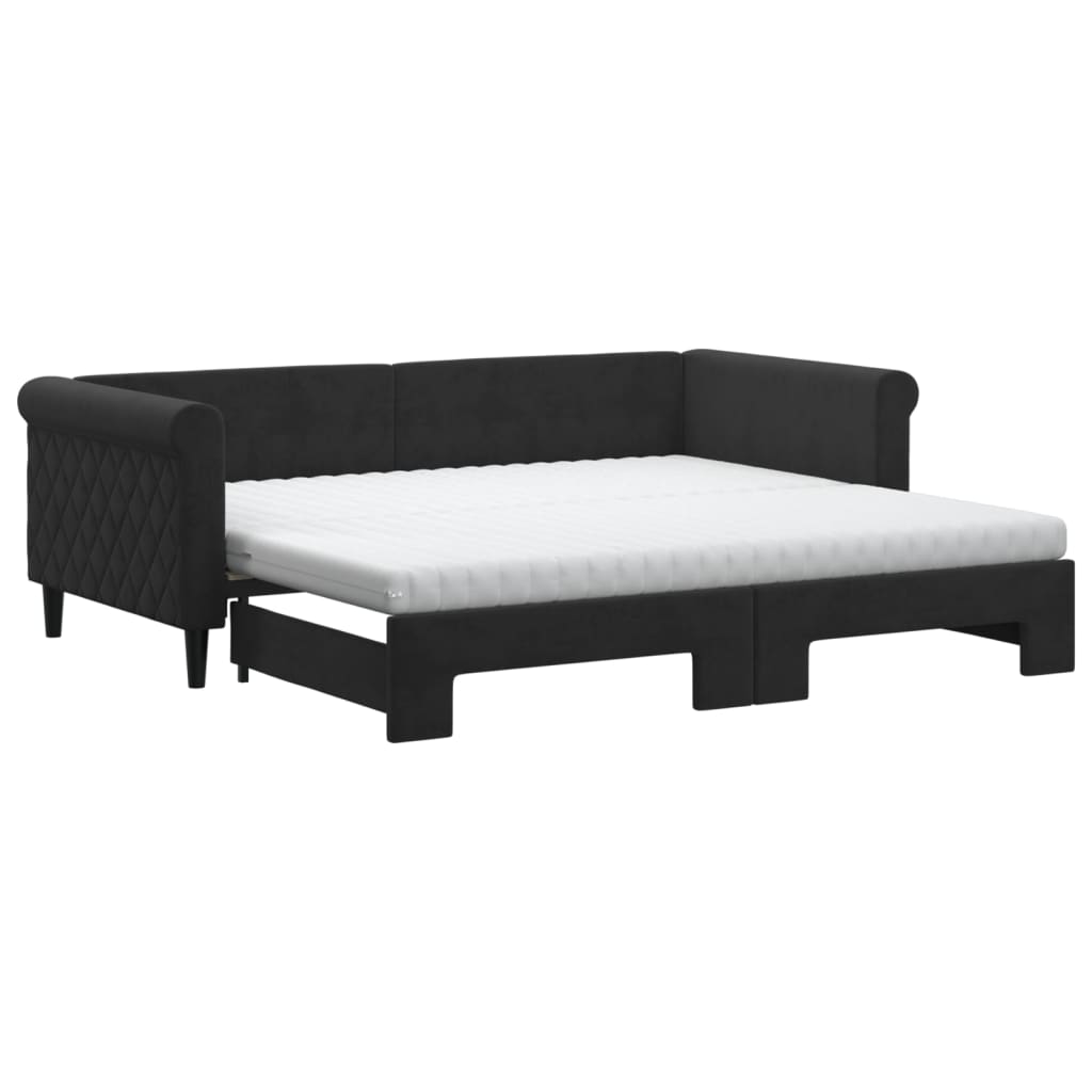 Divano Letto Estraibile con Materassi Nero 90x190 cm Vellutocod mxl 82709