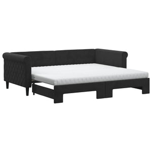 Divano Letto Estraibile con Materassi Nero 90x190 cm Vellutocod mxl 82709
