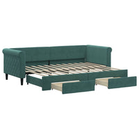 Divano Letto Estraibile Cassetti Verde Scuro 80x200cm Velluto