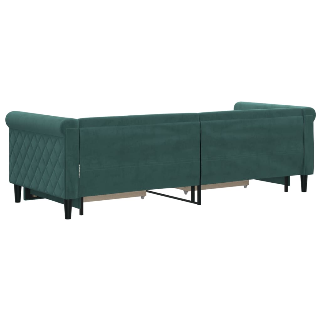 Divano Letto Estraibile Cassetti Verde Scuro 80x200cm Velluto 3197814