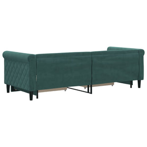 Divano Letto Estraibile Cassetti Verde Scuro 80x200cm Velluto