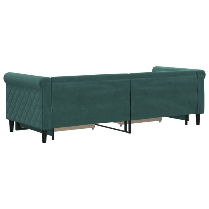 Divano Letto Estraibile Cassetti Verde Scuro 80x200cm Velluto