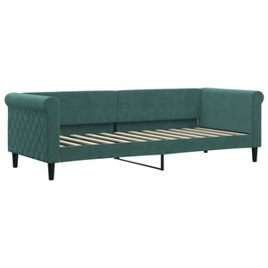 Divano Letto Estraibile Cassetti Verde Scuro 80x200cm Velluto
