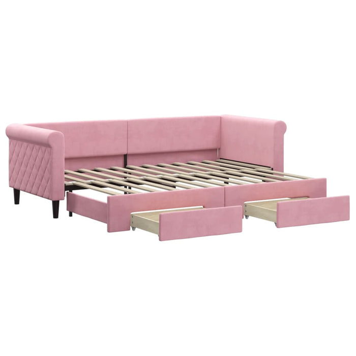 Divano Letto Estraibile con Cassetti Rosa 80x200 cm Velluto 3197815