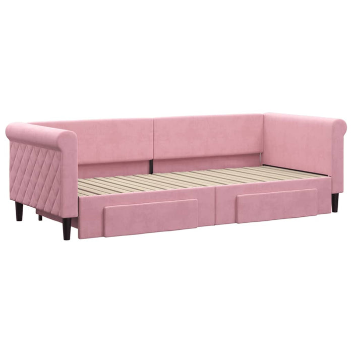 Divano Letto Estraibile con Cassetti Rosa 80x200 cm Velluto 3197815