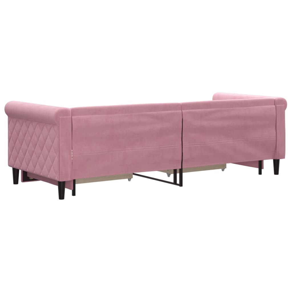 Divano Letto Estraibile con Cassetti Rosa 80x200 cm Velluto