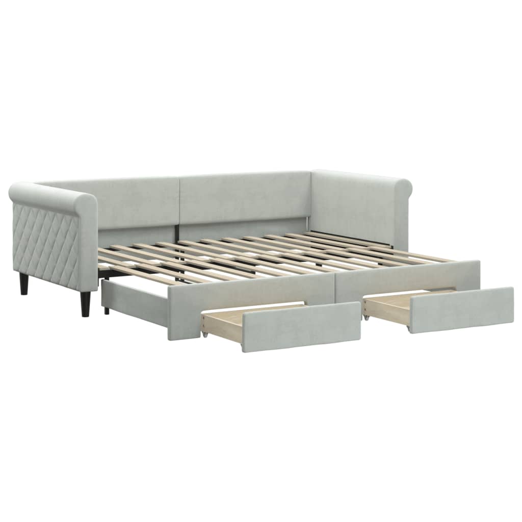 Divano Letto Estraibile Cassetti Grigio Chiaro 90x200cm Vellutocod mxl 82723