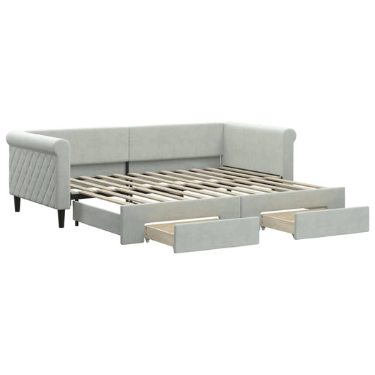 Divano Letto Estraibile Cassetti Grigio Chiaro 90x200cm Vellutocod mxl 82723