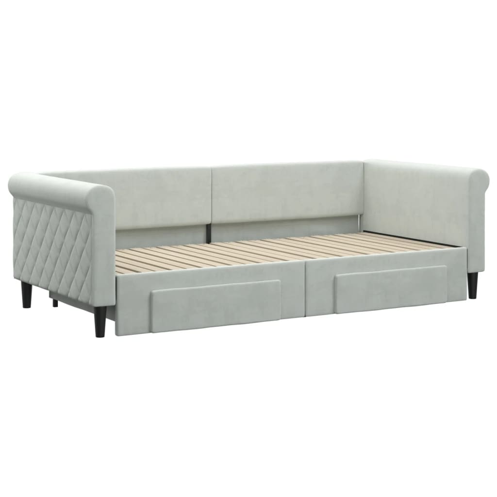 Divano Letto Estraibile Cassetti Grigio Chiaro 90x200cm Vellutocod mxl 82723
