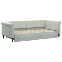 Divano Letto Estraibile Cassetti Grigio Chiaro 90x200cm Vellutocod mxl 82723