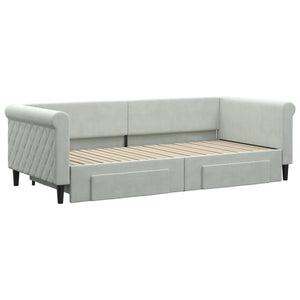 Divano Letto Estraibile Cassetti Grigio Chiaro 90x200cm Vellutocod mxl 82723