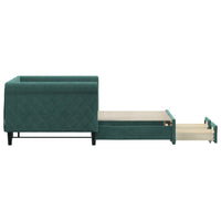 Divano Letto Estraibile Cassetti Verde Scuro 90x200cm Velluto