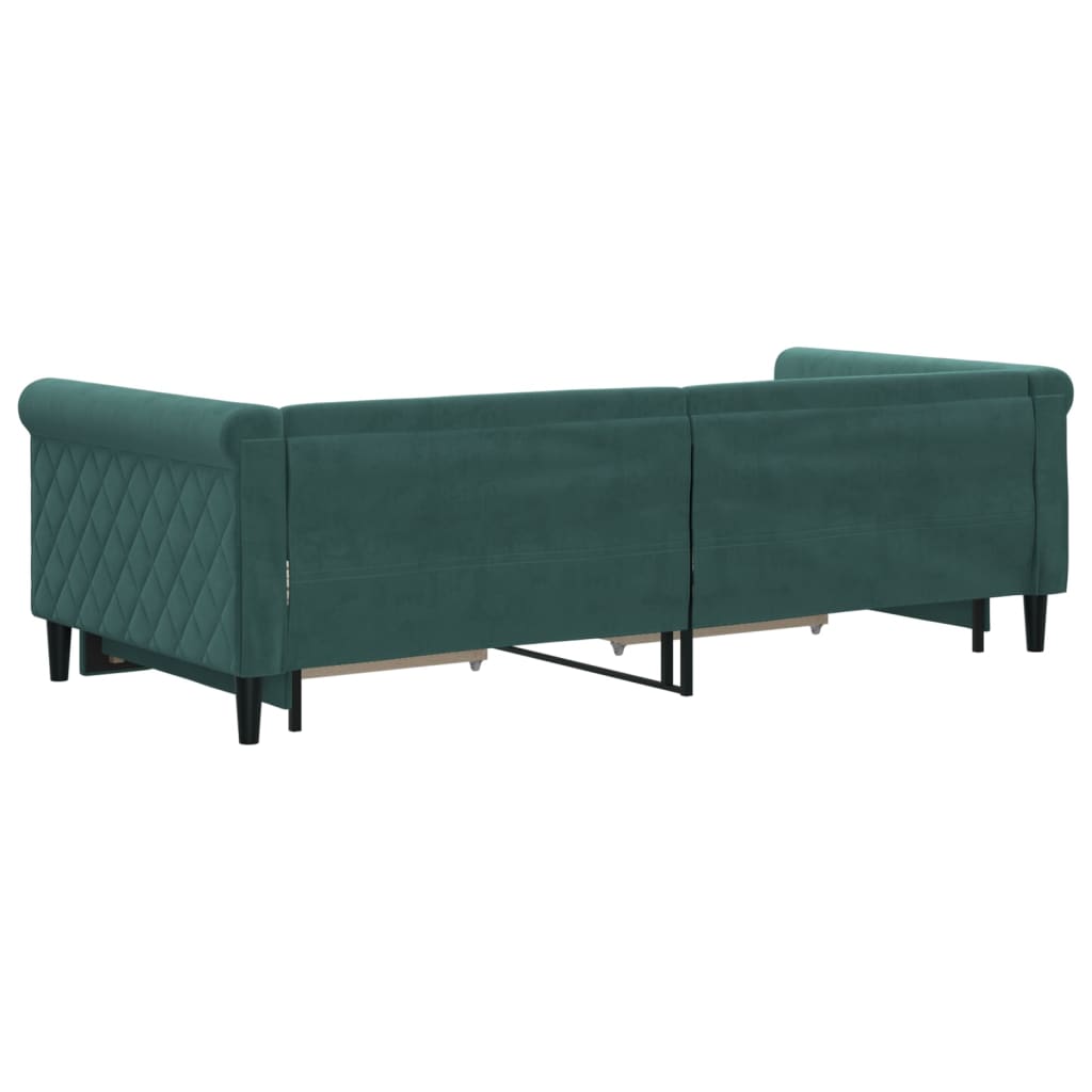 Divano Letto Estraibile Cassetti Verde Scuro 90x200cm Velluto