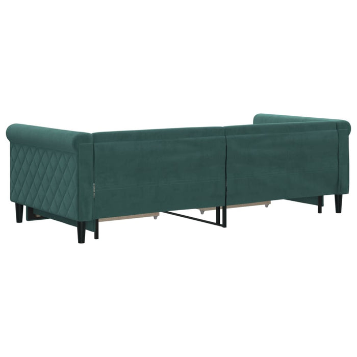 Divano Letto Estraibile Cassetti Verde Scuro 90x200cm Velluto