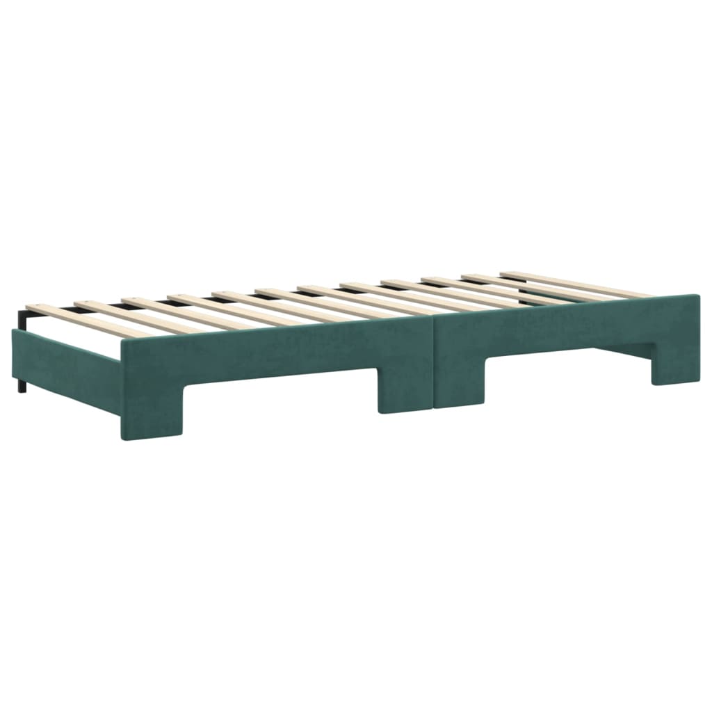 Divano Letto Estraibile Cassetti Verde Scuro 90x200cm Velluto