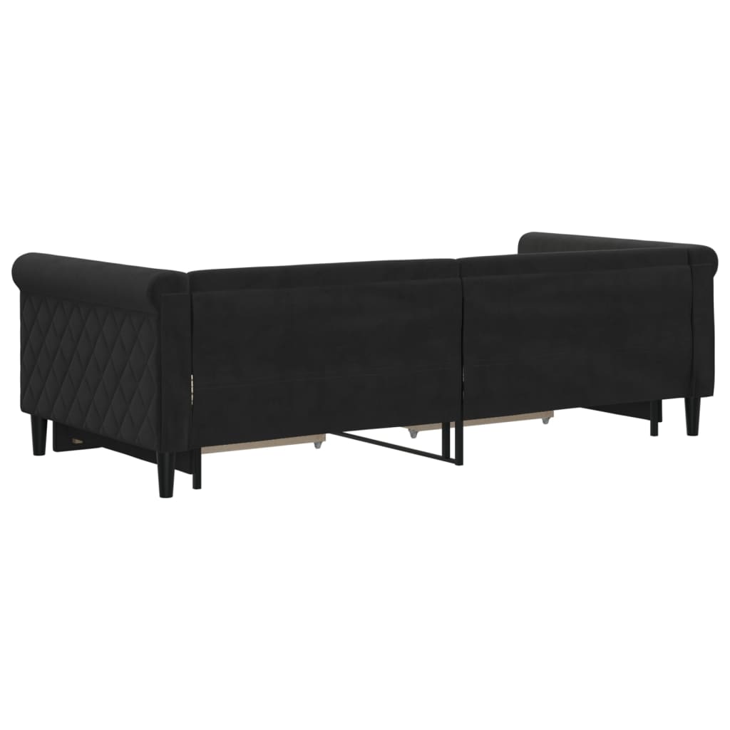 Divano Letto Estraibile con Cassetti Nero 90x200 cm in Velluto 3197823