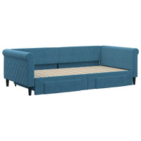 vidaXL Divano Letto Estraibile con Cassetti Blu 100x200 cm in Velluto