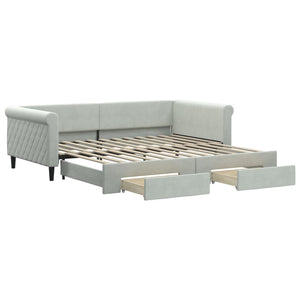 Divano Letto Estraibile Cassetti-Sofa Letto-Daybed Grigio Chiaro 100x200 Velluto 779882