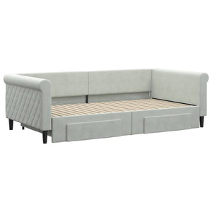 Divano Letto Estraibile Cassetti Grigio Chiaro 100x200 Velluto 3197826