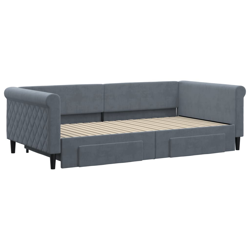 vidaXL Divano Letto Estraibile Cassetti Grigio Scuro 100x200cm Velluto