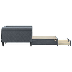 Divano Letto Estraibile Cassetti Grigio Scuro 100x200cm Velluto 3197827
